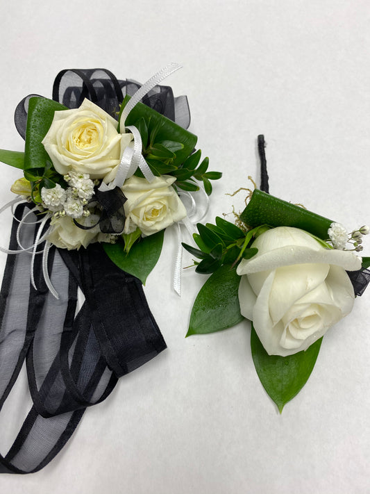 Fresh Wrist Corsage and Buttonhole Package